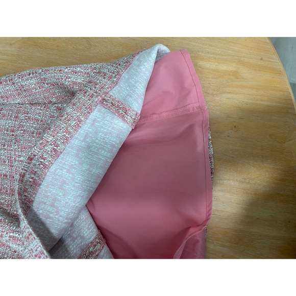 GAL MEETS GLAM Pink Tweed Coat Jacket Womens 12 Preppy Old Money Gossip Girl - Picture 6 of 11